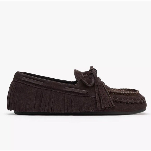 ZARA Woman NWT SS25 Brown Suede Fringe Loafers Shoes Size US 6 EU 36 3507/510 - Picture 3 of 15